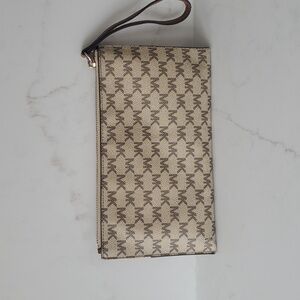 Michael Kors Tan and Brown Logo Wristlet